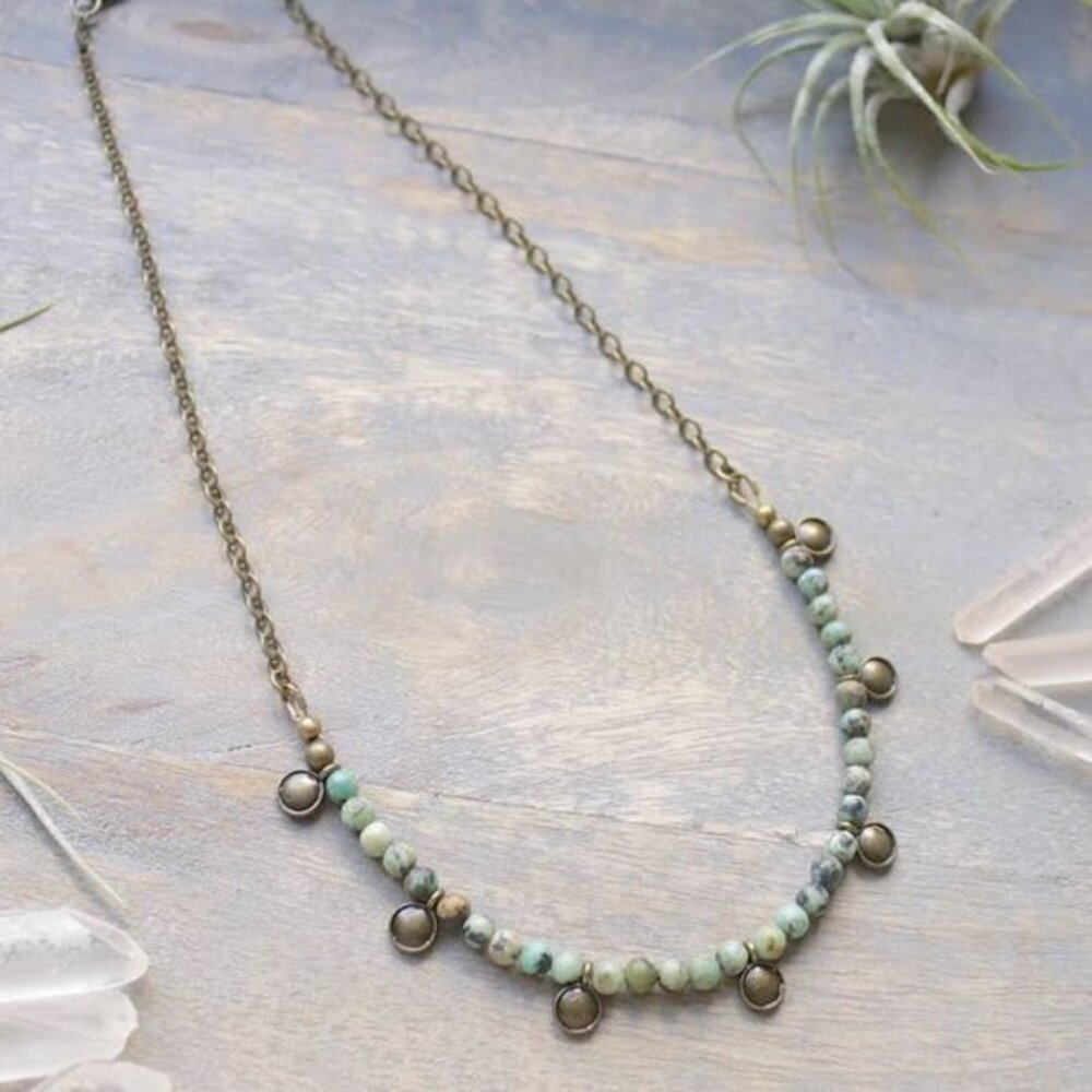 Beaded African Turquoise Necklace Handmade